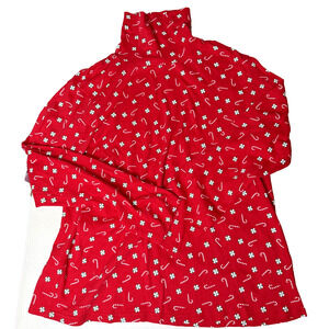 Women's Christmas Holiday Turtleneck Size XL All Over Print Festive Shirt Top